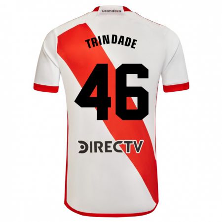 Kandiny Niño Camiseta Gonzalo Trindade #46 Blanco Rojo 1ª Equipación 2023/24 La Camisa Chile