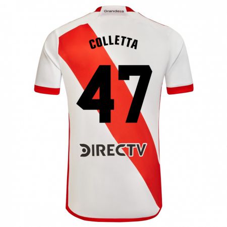 Kandiny Niño Camiseta Talo Colletta #47 Blanco Rojo 1ª Equipación 2023/24 La Camisa Chile