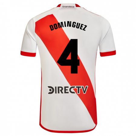 Kandiny Niño Camiseta Evelyn Sofía Domínguez #4 Blanco Rojo 1ª Equipación 2023/24 La Camisa Chile