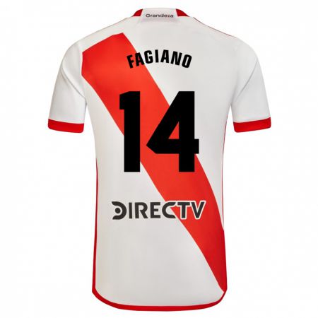 Kandiny Niño Camiseta Paloma Fagiano #14 Blanco Rojo 1ª Equipación 2023/24 La Camisa Chile