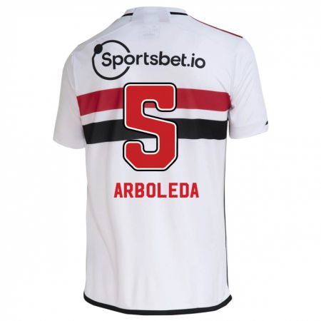 Kandiny Niño Camiseta Robert Arboleda #5 Blanco 1ª Equipación 2023/24 La Camisa Chile