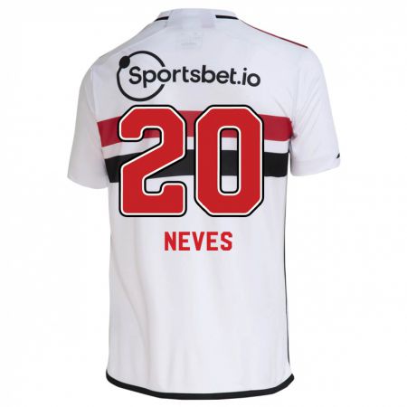Kandiny Niño Camiseta Gabriel Neves #20 Blanco 1ª Equipación 2023/24 La Camisa Chile