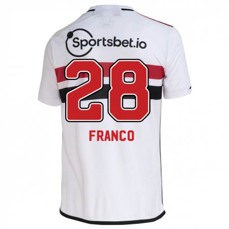 Kandiny Niño Camiseta Alan Franco #28 Blanco 1ª Equipación 2023/24 La Camisa Chile