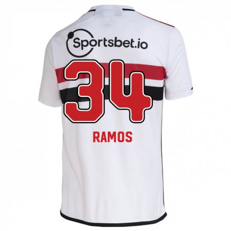Kandiny Niño Camiseta Raí Ramos #34 Blanco 1ª Equipación 2023/24 La Camisa Chile