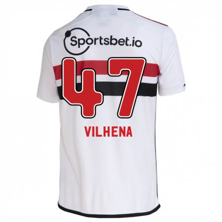 Kandiny Niño Camiseta Pedro Vilhena #47 Blanco 1ª Equipación 2023/24 La Camisa Chile