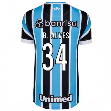Kandiny Niño Camiseta Bruno Alves #34 Azul 1ª Equipación 2023/24 La Camisa Chile