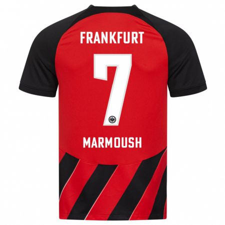 Kandiny Niño Camiseta Omar Marmoush #7 Negro Rojo 1ª Equipación 2023/24 La Camisa Chile