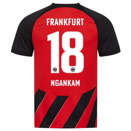 Kandiny Niño Camiseta Jessic Ngankam #18 Negro Rojo 1ª Equipación 2023/24 La Camisa Chile