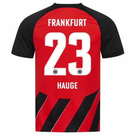 Kandiny Niño Camiseta Jens Petter Hauge #23 Negro Rojo 1ª Equipación 2023/24 La Camisa Chile