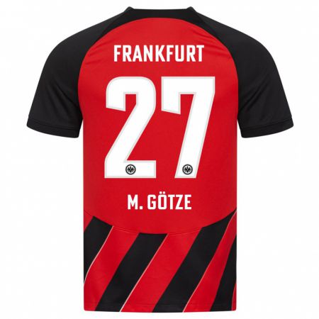 Kandiny Niño Camiseta Mario Götze #27 Negro Rojo 1ª Equipación 2023/24 La Camisa Chile