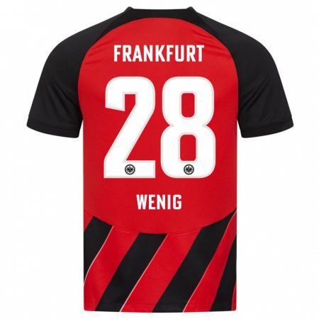 Kandiny Niño Camiseta Marcel Wenig #28 Negro Rojo 1ª Equipación 2023/24 La Camisa Chile