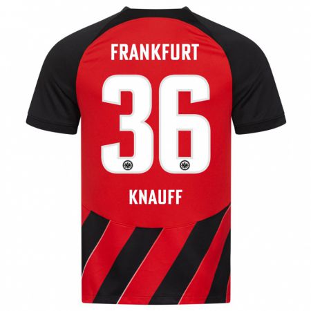 Kandiny Niño Camiseta Ansgar Knauff #36 Negro Rojo 1ª Equipación 2023/24 La Camisa Chile