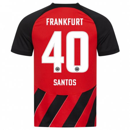 Kandiny Niño Camiseta Kauã Santos #40 Negro Rojo 1ª Equipación 2023/24 La Camisa Chile