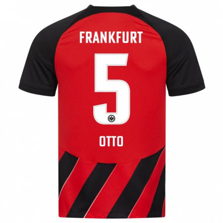 Kandiny Niño Camiseta Fynn Otto #5 Negro Rojo 1ª Equipación 2023/24 La Camisa Chile