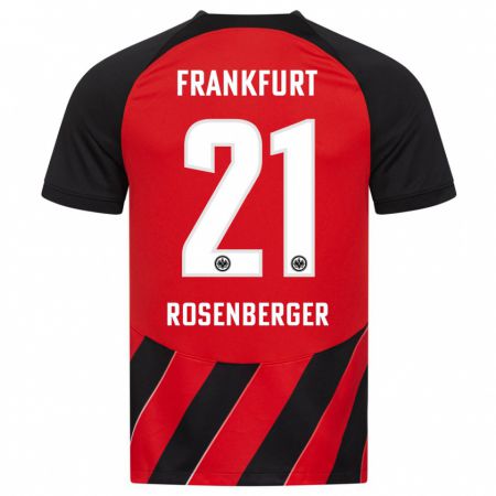 Kandiny Niño Camiseta Robin Rosenberger #21 Negro Rojo 1ª Equipación 2023/24 La Camisa Chile