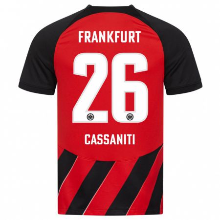 Kandiny Niño Camiseta Nino Cassaniti #26 Negro Rojo 1ª Equipación 2023/24 La Camisa Chile