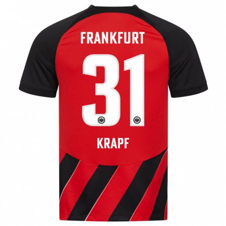 Kandiny Niño Camiseta Maximilian Krapf #31 Negro Rojo 1ª Equipación 2023/24 La Camisa Chile