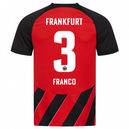 Kandiny Niño Camiseta Giuseppe Franco #3 Negro Rojo 1ª Equipación 2023/24 La Camisa Chile