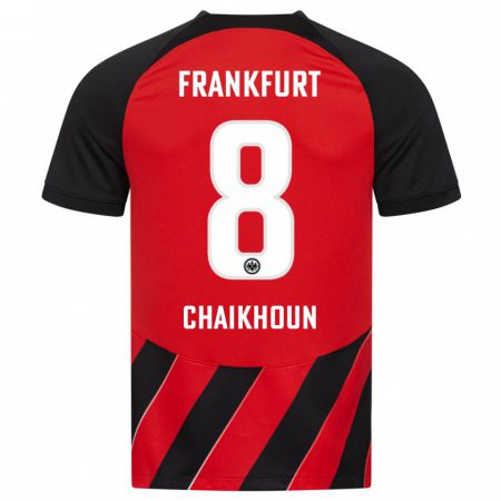 Kandiny Niño Camiseta Ayoub Chaikhoun #8 Negro Rojo 1ª Equipación 2023/24 La Camisa Chile