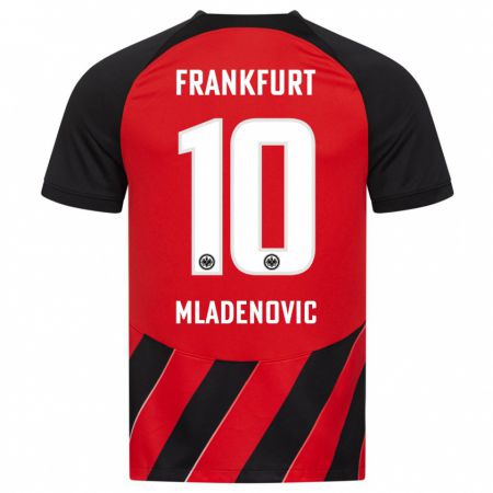 Kandiny Niño Camiseta Marko Mladenovic #10 Negro Rojo 1ª Equipación 2023/24 La Camisa Chile