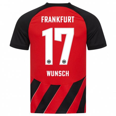 Kandiny Niño Camiseta Paul Wünsch #17 Negro Rojo 1ª Equipación 2023/24 La Camisa Chile