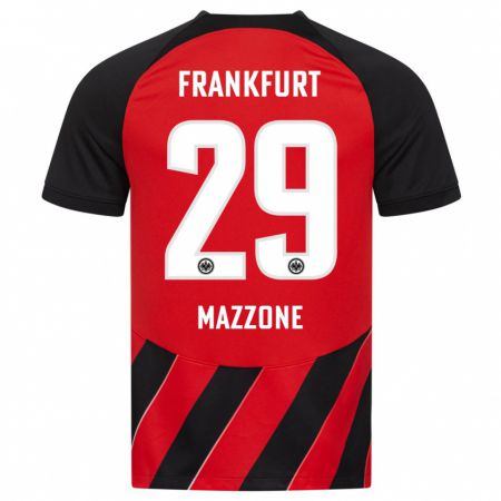 Kandiny Niño Camiseta Matteo Mazzone #29 Negro Rojo 1ª Equipación 2023/24 La Camisa Chile