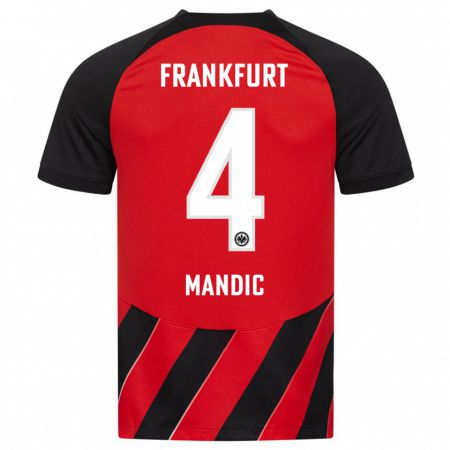 Kandiny Niño Camiseta Kristian Mandic #4 Negro Rojo 1ª Equipación 2023/24 La Camisa Chile