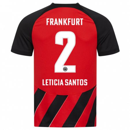 Kandiny Niño Camiseta Letícia Santos De Oliveira #2 Negro Rojo 1ª Equipación 2023/24 La Camisa Chile