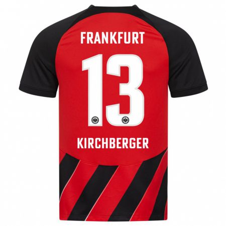 Kandiny Niño Camiseta Virginia Kirchberger #13 Negro Rojo 1ª Equipación 2023/24 La Camisa Chile
