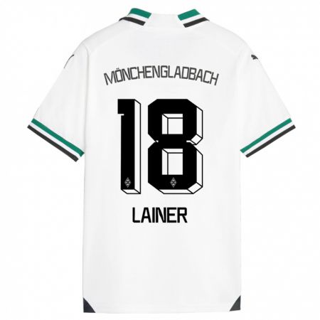 Kandiny Niño Camiseta Stefan Lainer #18 Blanco Verde 1ª Equipación 2023/24 La Camisa Chile