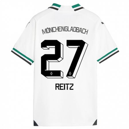 Kandiny Niño Camiseta Rocco Reitz #27 Blanco Verde 1ª Equipación 2023/24 La Camisa Chile