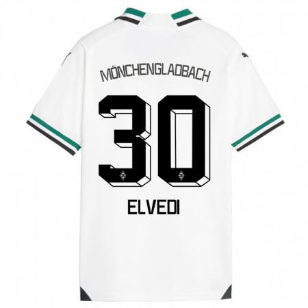 Kandiny Niño Camiseta Nico Elvedi #30 Blanco Verde 1ª Equipación 2023/24 La Camisa Chile