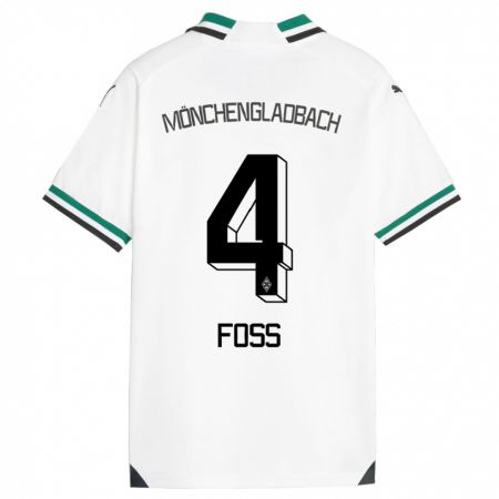 Kandiny Niño Camiseta Jonathan Foss #4 Blanco Verde 1ª Equipación 2023/24 La Camisa Chile