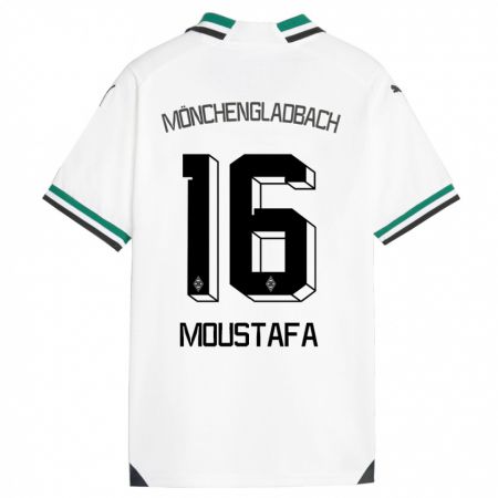 Kandiny Niño Camiseta Moustafa Ashraf Moustafa #16 Blanco Verde 1ª Equipación 2023/24 La Camisa Chile