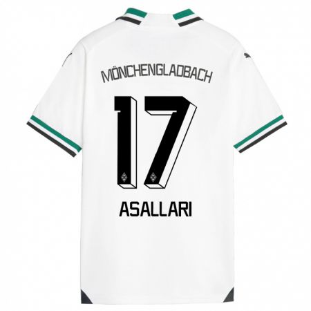 Kandiny Niño Camiseta Kushtrim Asallari #17 Blanco Verde 1ª Equipación 2023/24 La Camisa Chile