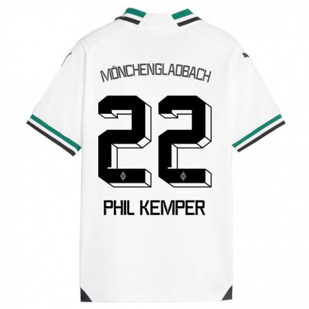 Kandiny Niño Camiseta Phil Kemper #22 Blanco Verde 1ª Equipación 2023/24 La Camisa Chile