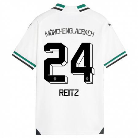 Kandiny Niño Camiseta Tony Reitz #24 Blanco Verde 1ª Equipación 2023/24 La Camisa Chile