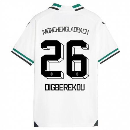 Kandiny Niño Camiseta Ibrahim Digberekou #26 Blanco Verde 1ª Equipación 2023/24 La Camisa Chile