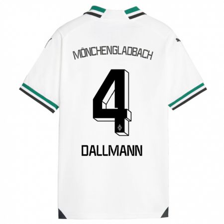 Kandiny Niño Camiseta Jule Dallmann #4 Blanco Verde 1ª Equipación 2023/24 La Camisa Chile