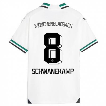 Kandiny Niño Camiseta Jana Schwanekamp #8 Blanco Verde 1ª Equipación 2023/24 La Camisa Chile
