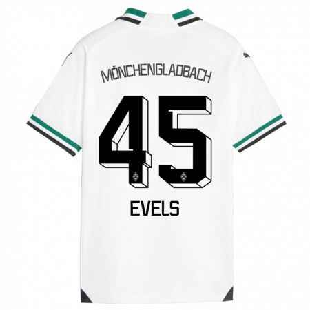 Kandiny Niño Camiseta Emily Evels #45 Blanco Verde 1ª Equipación 2023/24 La Camisa Chile