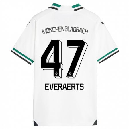 Kandiny Niño Camiseta Kim Everaerts #47 Blanco Verde 1ª Equipación 2023/24 La Camisa Chile