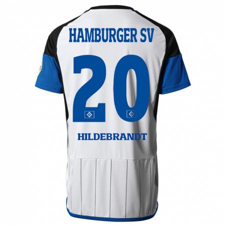 Kandiny Niño Camiseta Tjark Hildebrandt #20 Blanco 1ª Equipación 2023/24 La Camisa Chile