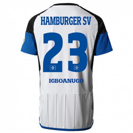 Kandiny Niño Camiseta David Igboanugo #23 Blanco 1ª Equipación 2023/24 La Camisa Chile
