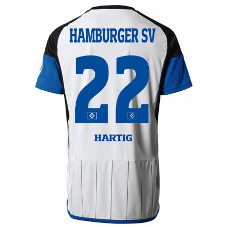 Kandiny Niño Camiseta Jonas-Finn Hartig #22 Blanco 1ª Equipación 2023/24 La Camisa Chile