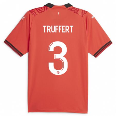 Kandiny Niño Camiseta Adrien Truffert #3 Rojo 1ª Equipación 2023/24 La Camisa Chile
