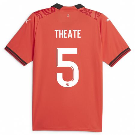 Kandiny Niño Camiseta Arthur Theate #5 Rojo 1ª Equipación 2023/24 La Camisa Chile