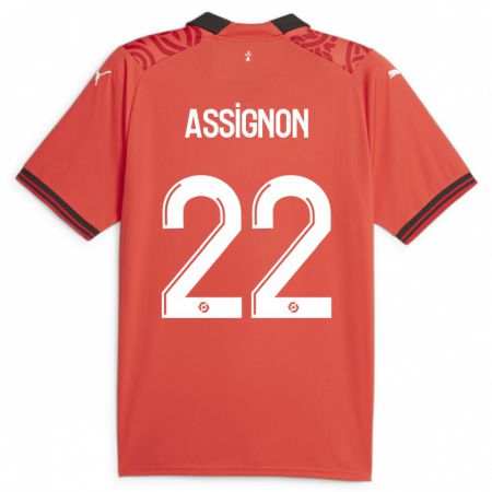 Kandiny Niño Camiseta Lorenz Assignon #22 Rojo 1ª Equipación 2023/24 La Camisa Chile