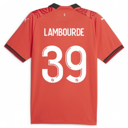 Kandiny Niño Camiseta Mathis Lambourde #39 Rojo 1ª Equipación 2023/24 La Camisa Chile