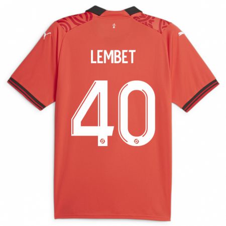 Kandiny Niño Camiseta Geoffrey Lembet #40 Rojo 1ª Equipación 2023/24 La Camisa Chile